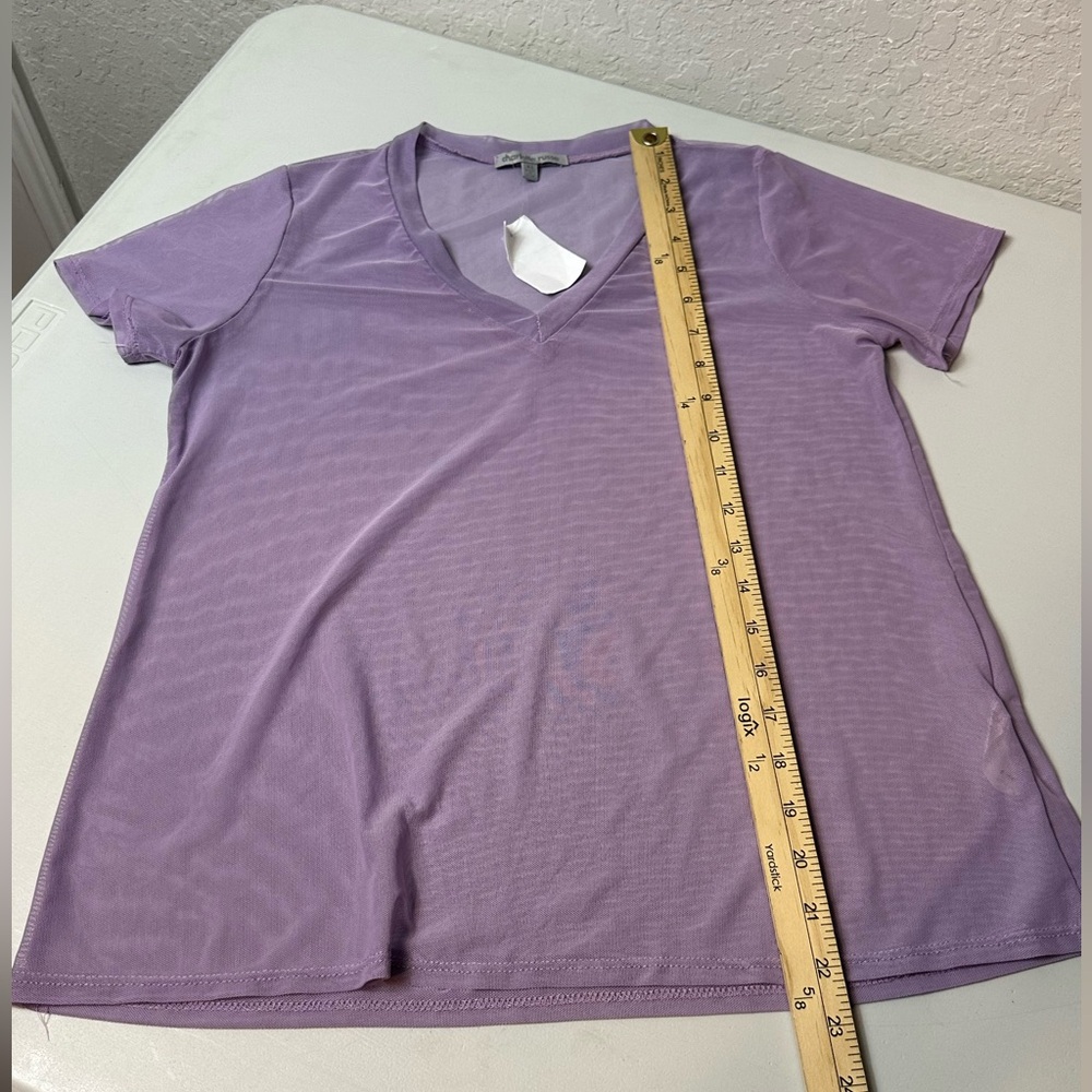 Y2K Vintage Charlotte Russe Sheer V-Neck Fairy Purple Blouse NEW Size XS - Picture 7 of 8